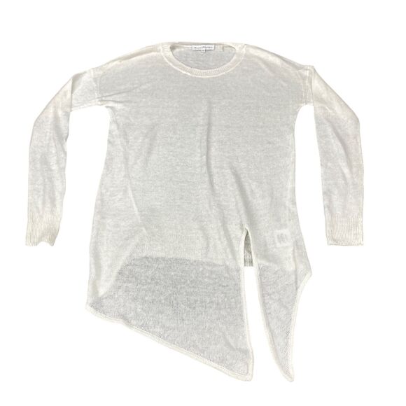 White + Warren 100% Linen Knotted Top Crewneck White Sz XS - Picture 6 of 11